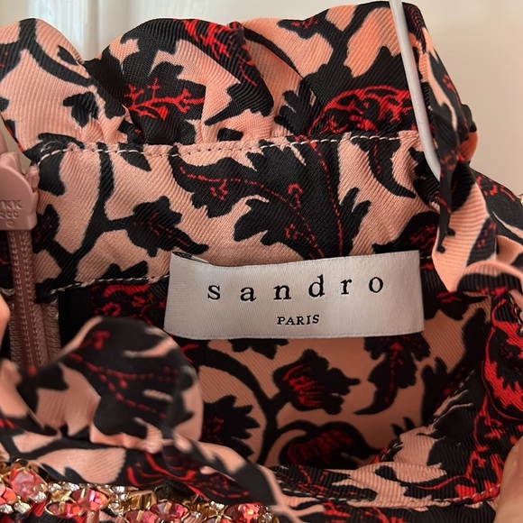 Sandro Paris crystal embellished floral print dress - Picture 2 of 5